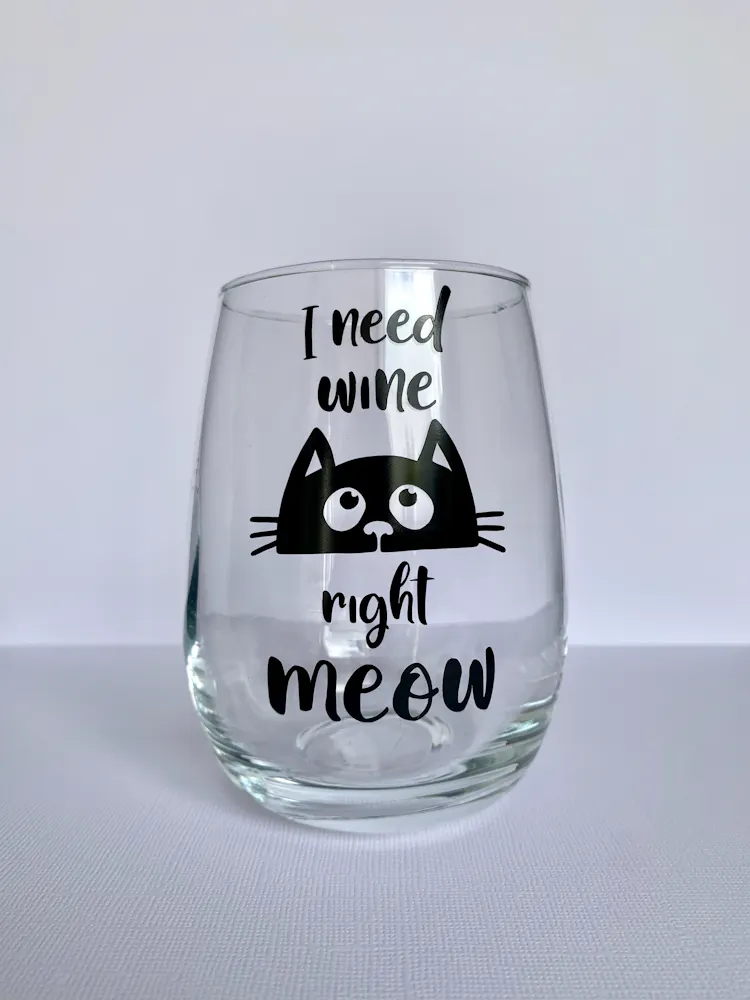 Cat cottage creations wine meow wine glasses