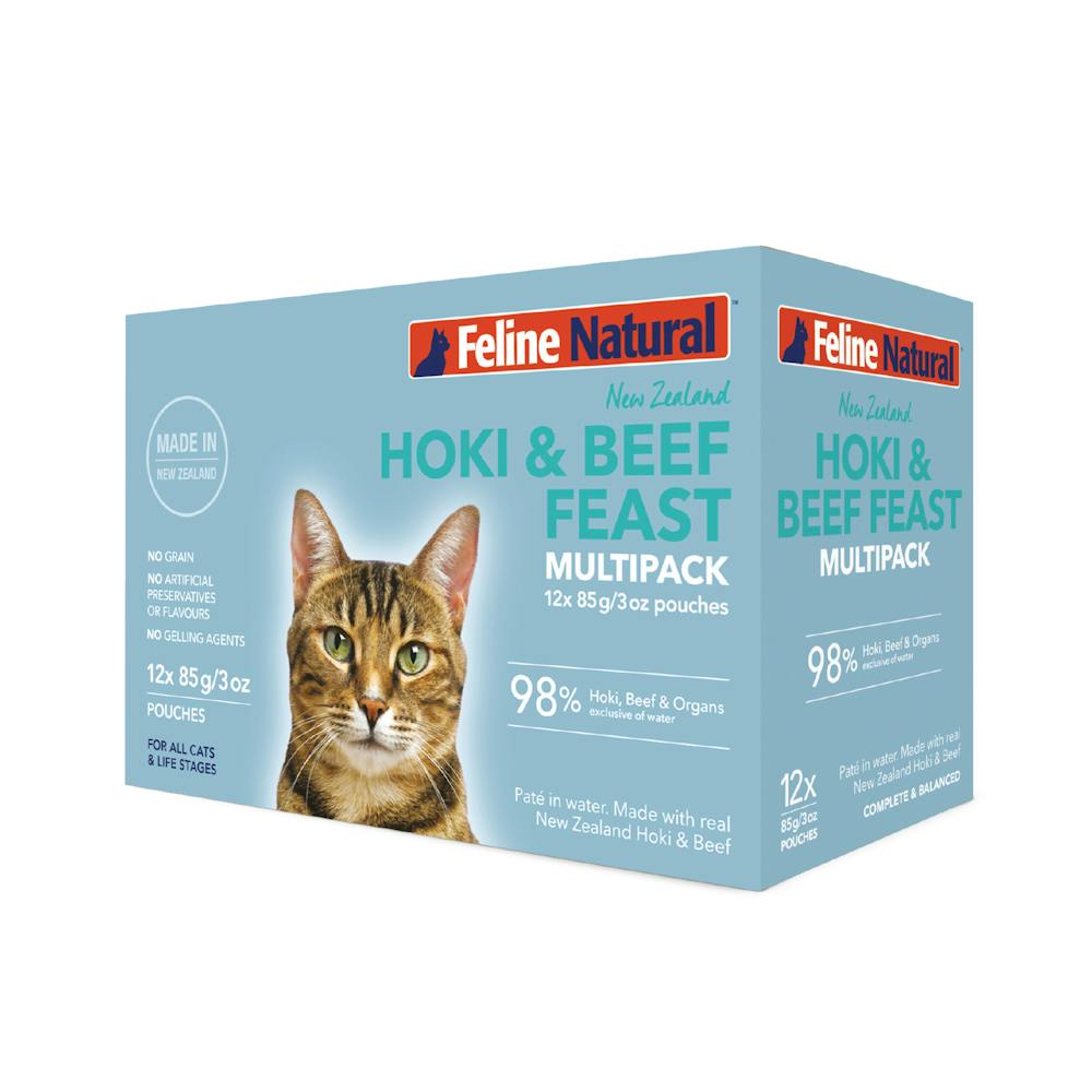 Feline natural hoki & beef feast pouch - image 3