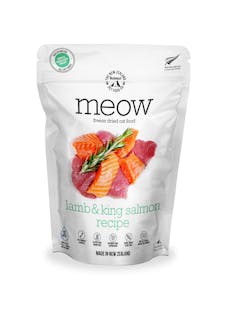Meow freeze dried cat food lamb & king salmon