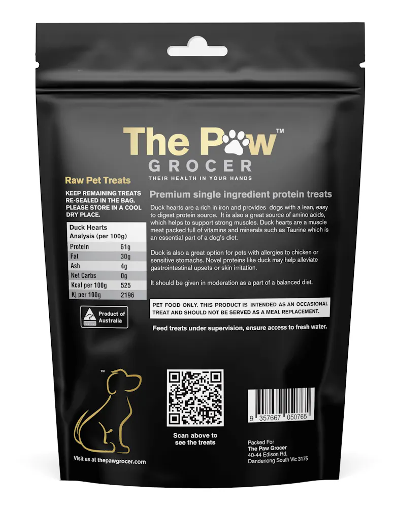 The paw grocer black label freeze dried duck hearts - image 2