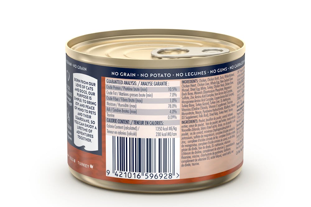 Ziwi peak wet canned hauraki plains cat food back of pack 170g