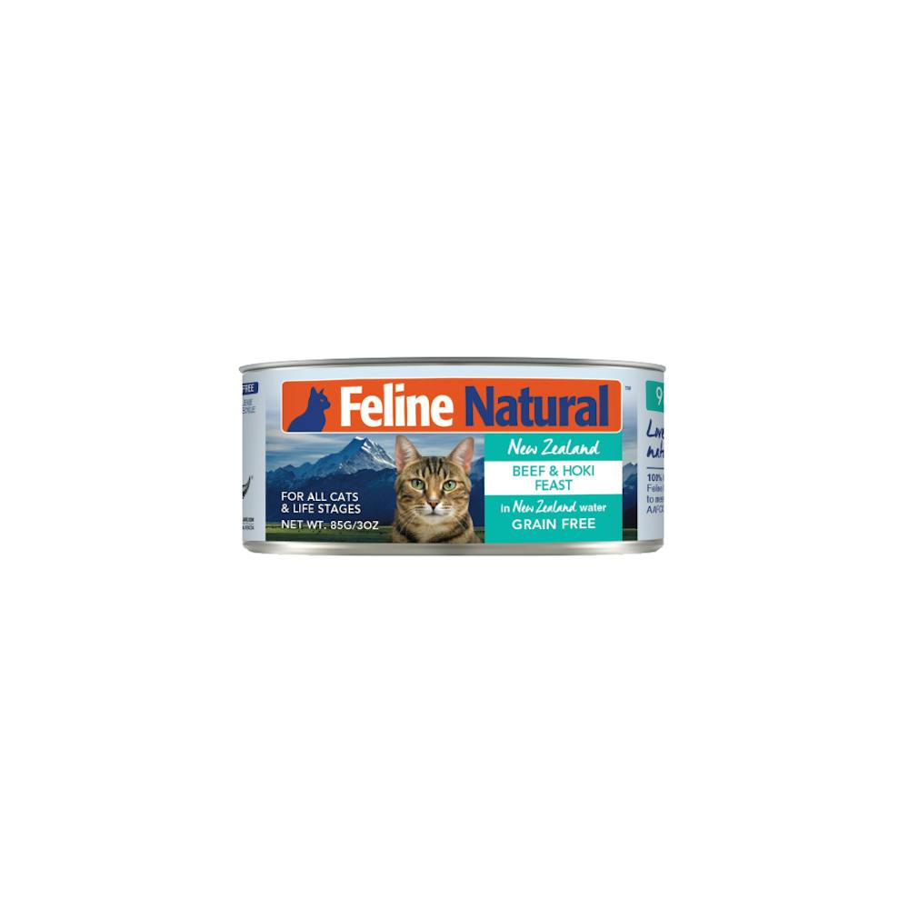 Feline natural beef & hoki feast canned 85g