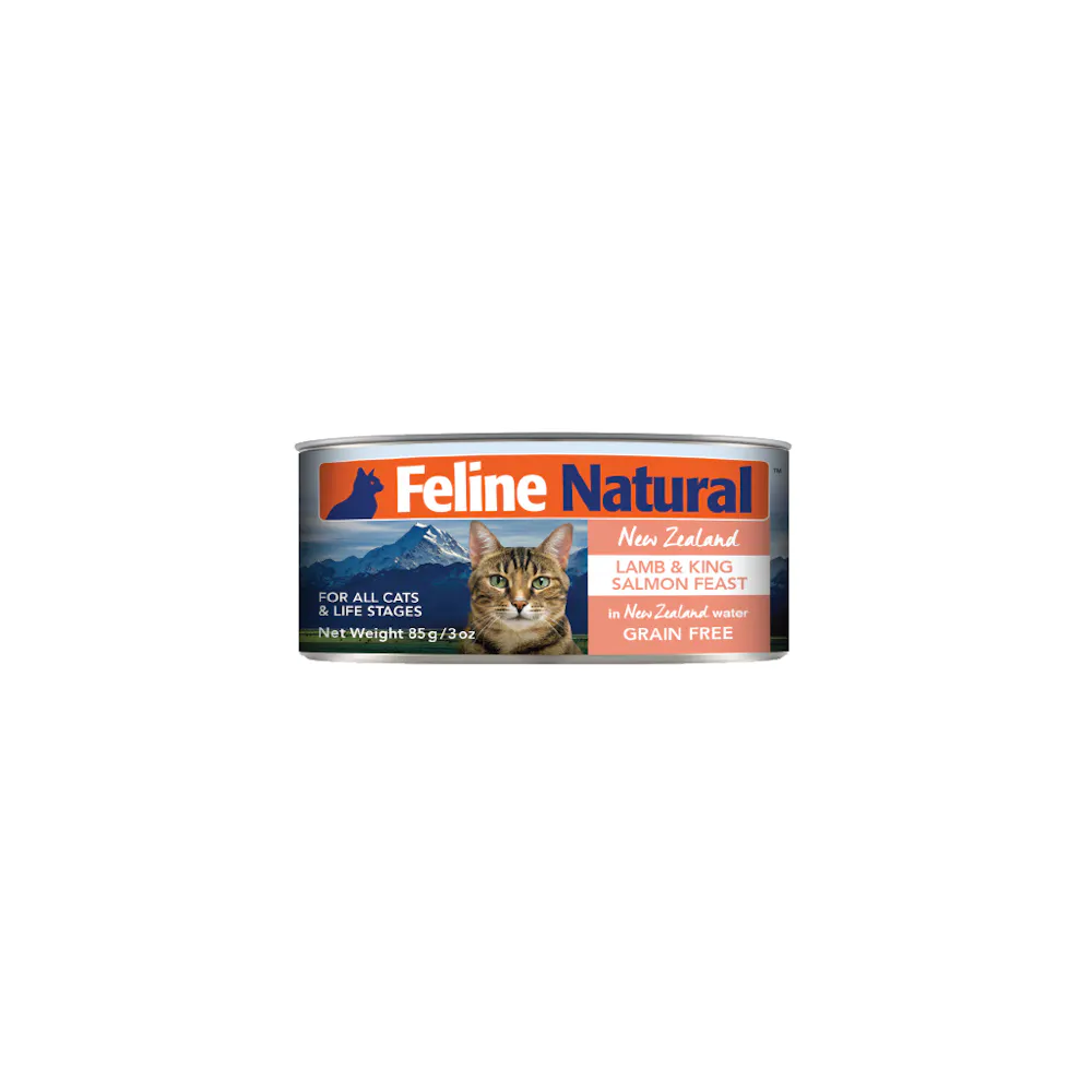 Feline natural lamb & king salmon feast canned 85g