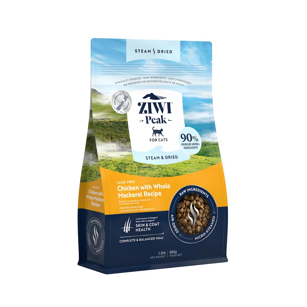 Ziwi peak steam & dried cage-free chicken with whole mackerel recipe 800g