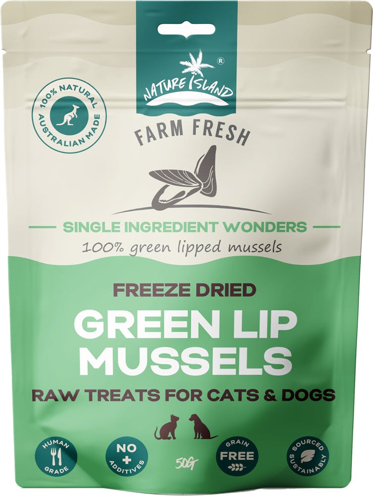 Nature island freeze-dried nz green lipped mussels raw treats