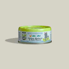 Single 60g serving of yumguard chicken mackerel and hake kitten food