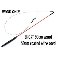 Purrs rodent racer short cat teaser wand with coloured rubber grip and coated wire cord